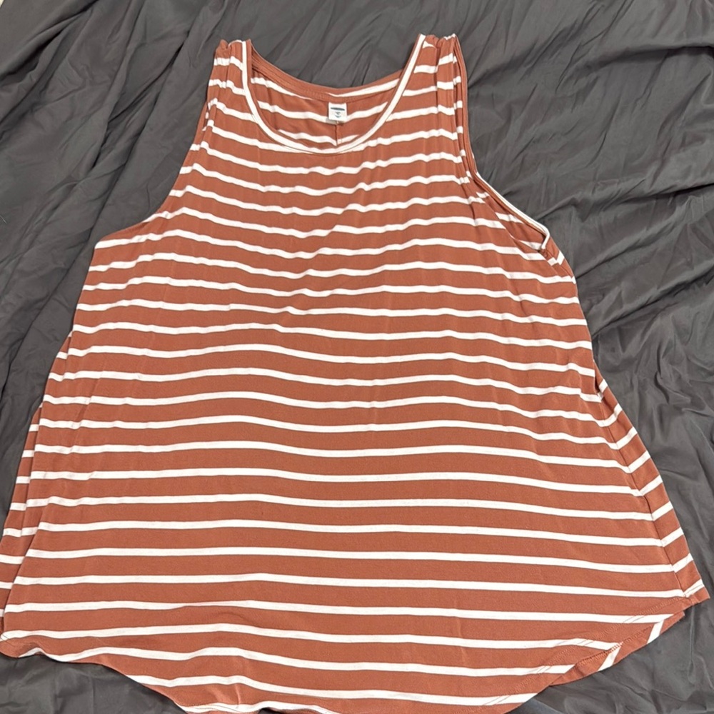 Striped Sleeveless Top - Brown and White